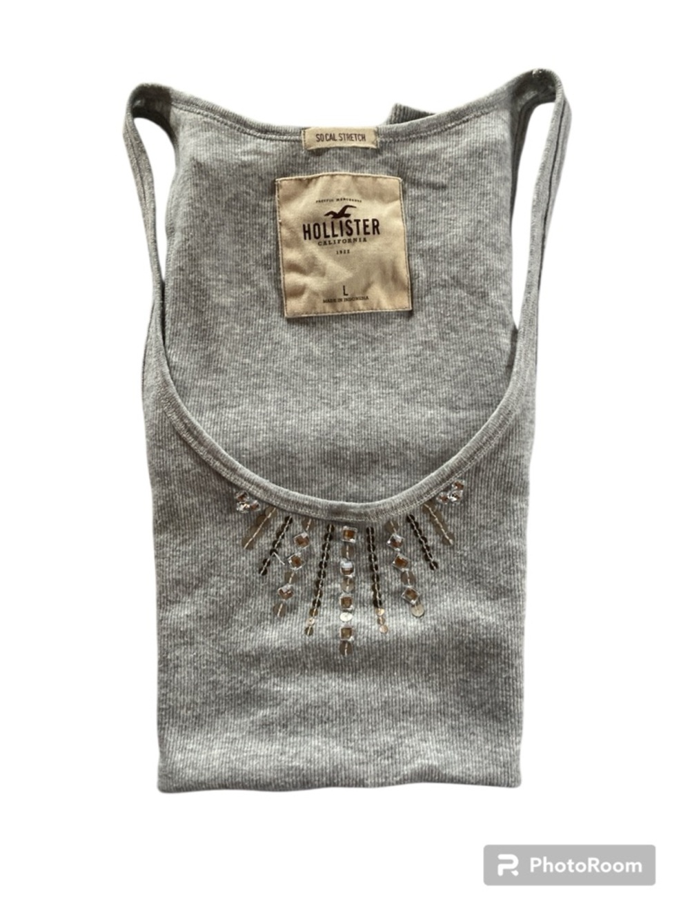 Hollister Gray Tank Top with Rhinestone Accent